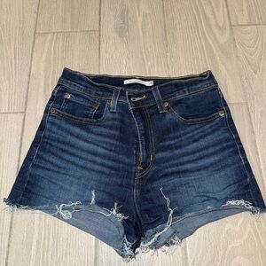 Levi's Distressed Dark Blue Jean Shorts